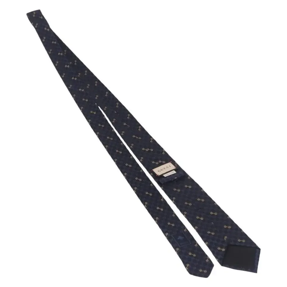 Gucci Horsebit Necktie Silk Jacquard Blue